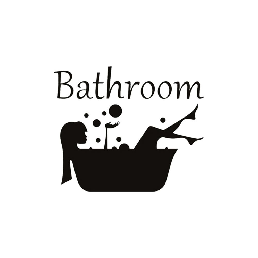 Lady Bathtub Wall Sticker Home Bathroom Door Removable-