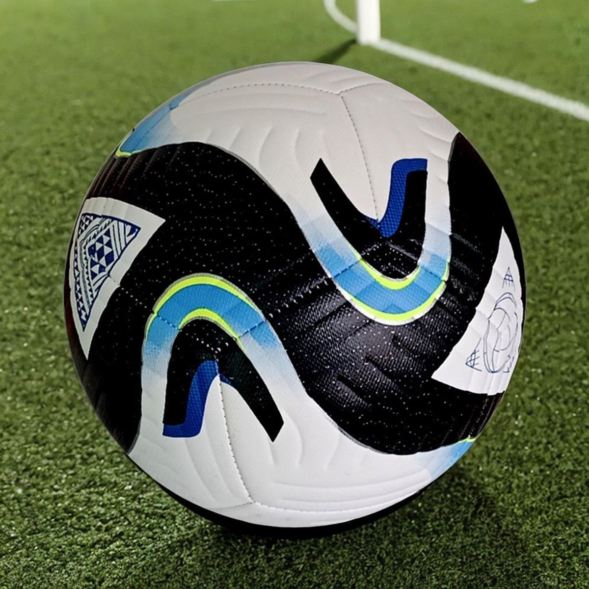Soccer Ball Size 5 Durable PU Leather Sports Ball Black