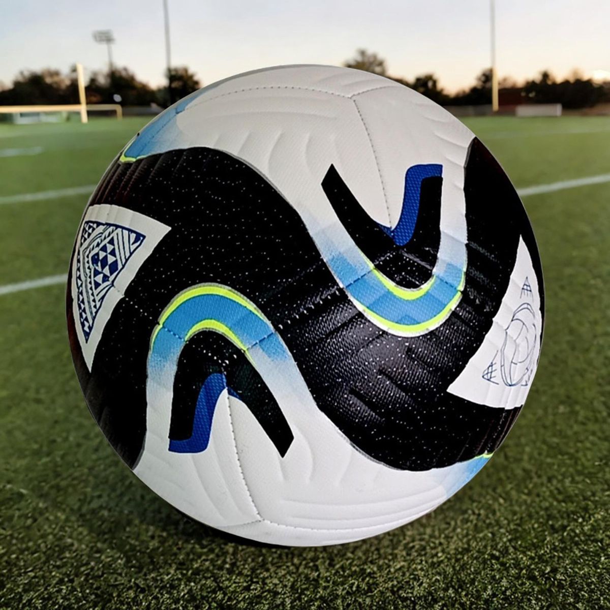 Soccer Ball Size 5 Durable PU Leather Sports Ball Black