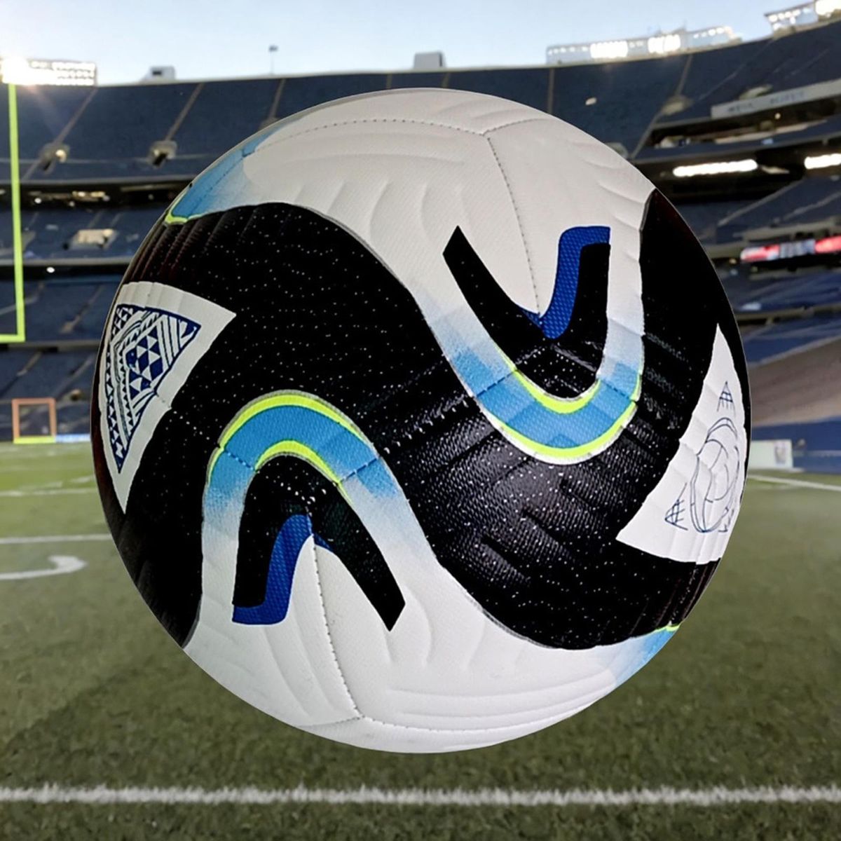 Soccer Ball Size 5 Durable PU Leather Sports Ball Black