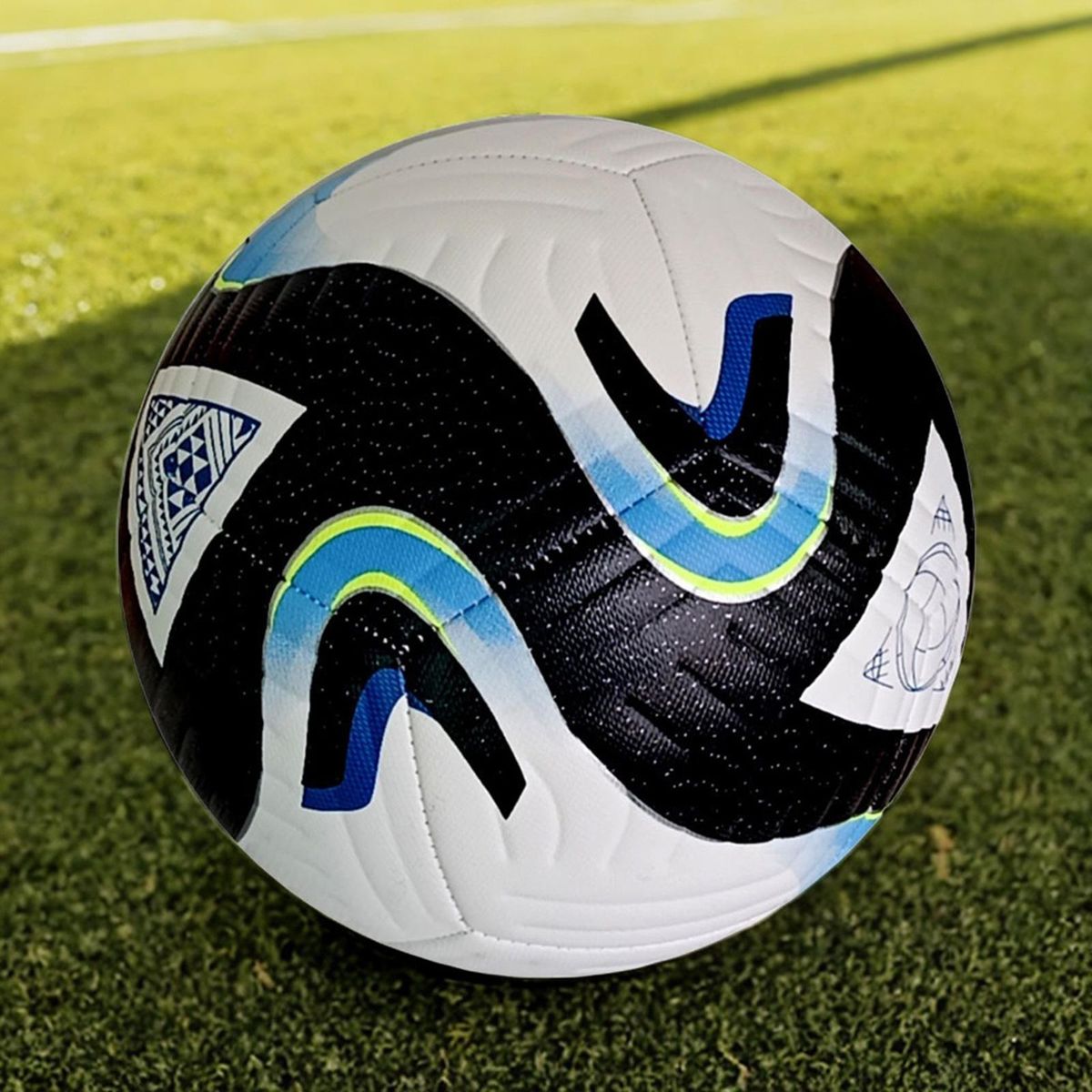 Soccer Ball Size 5 Durable PU Leather Sports Ball Black