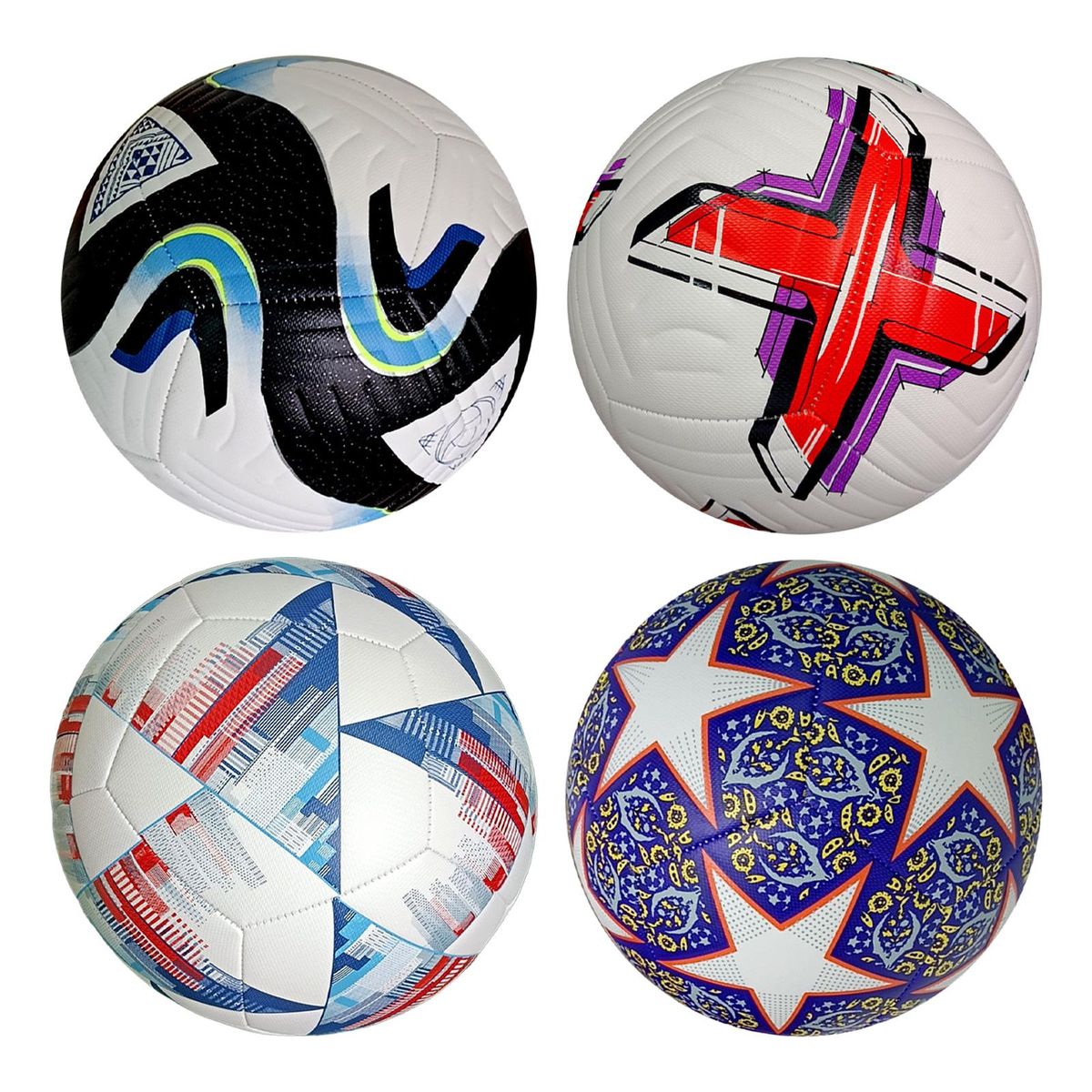 Soccer Ball Size 5 Durable PU Leather Sports Ball Black