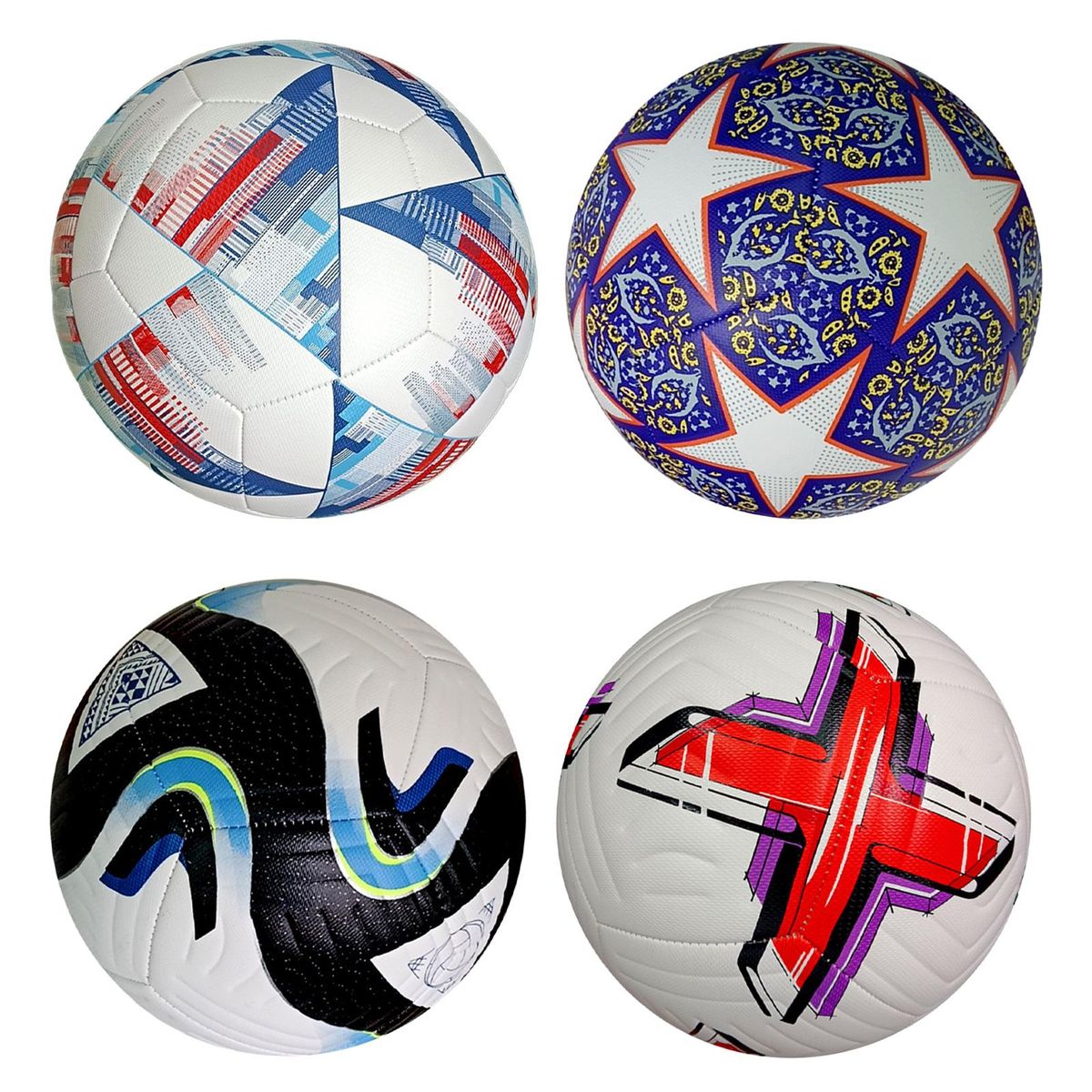 Soccer Ball Size 5 Durable PU Leather Sports Ball Black