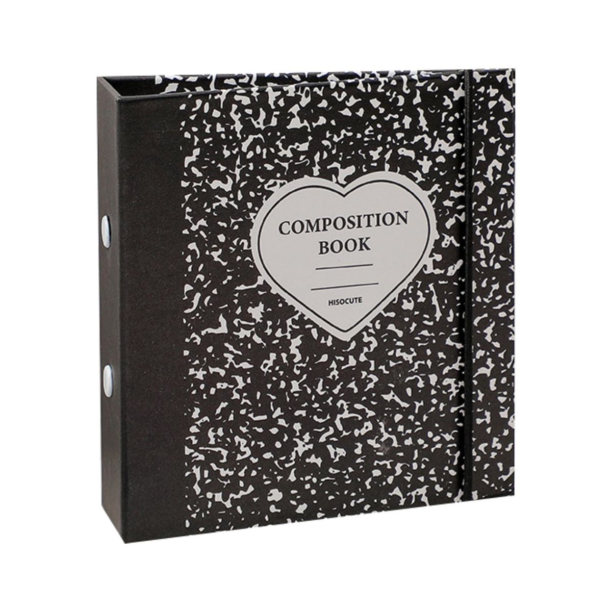 Photo Book Stone Print Mini 3 Holes Album Black