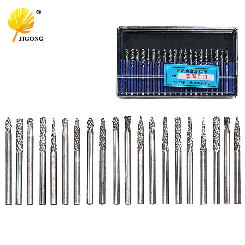 JIGONG 20pcs 3mm Tungsten Steel Grinding Rolling Carbide