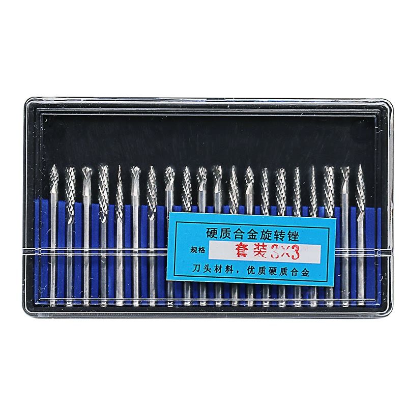 JIGONG 20pcs 3mm Tungsten Steel Grinding Rolling Carbide