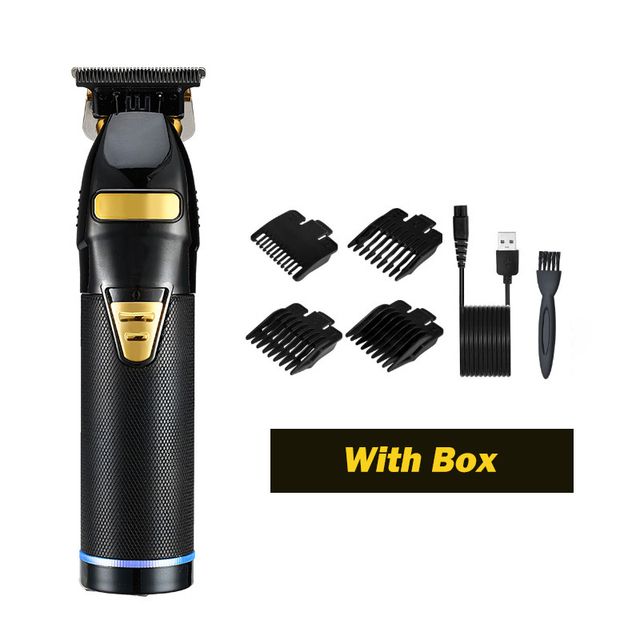 Professional Hair Trimmer Gold Clipper For Men Rechargeable Barber Cordless Hair Cutting T Machine Hair Styling Beard Trimmer(#A Metal Black)