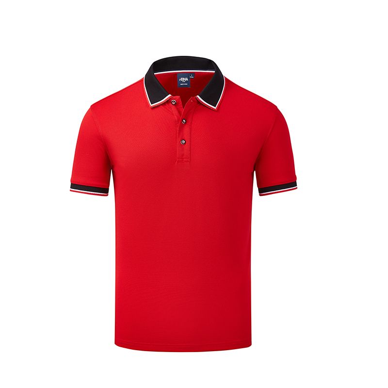 Mens T-Shirt  Polo Breathable Business Short Sleeve  - Red