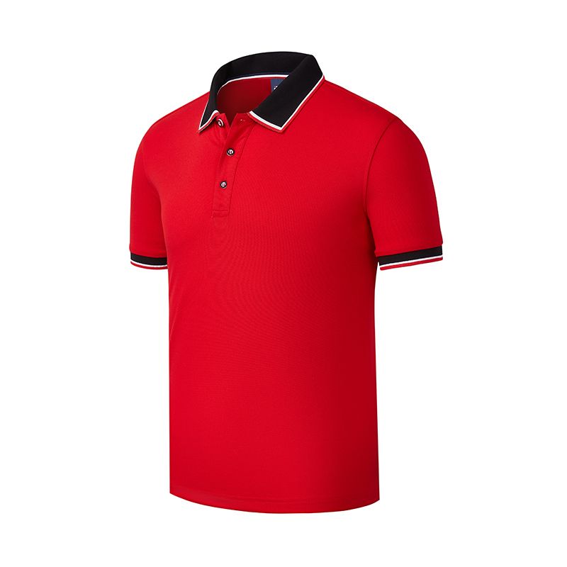 Mens T-Shirt  Polo Breathable Business Short Sleeve  - Red