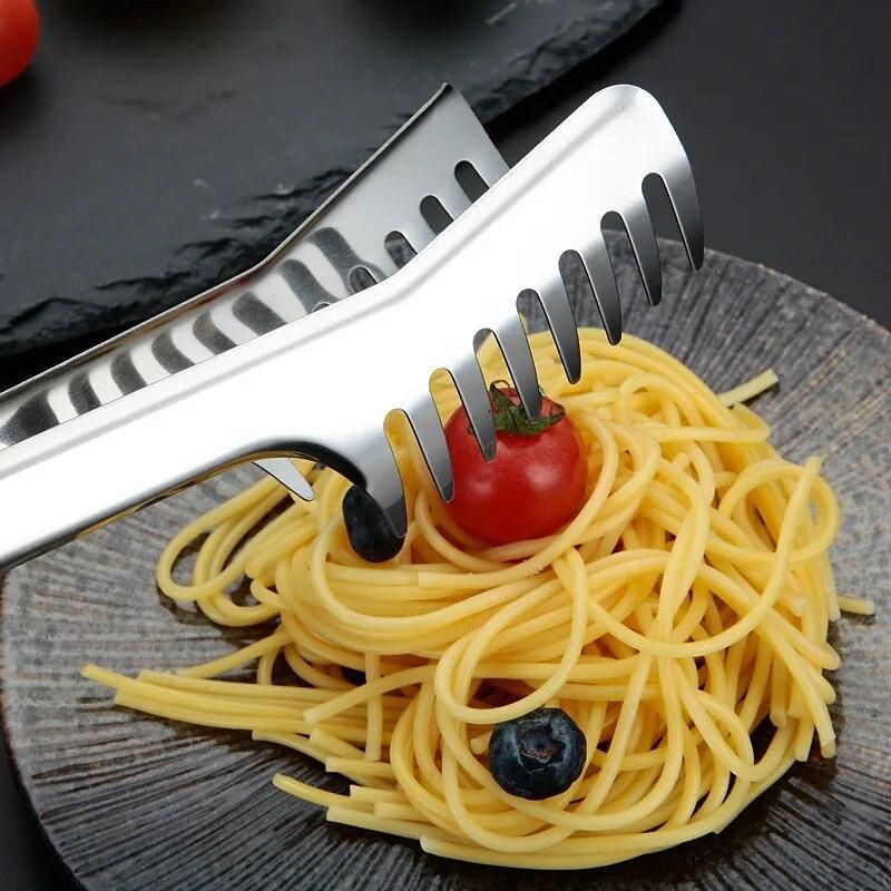 1pcs Stainless Steel Spaghetti Spaghetti Tongs Noodle Food Comb Clip Cookware Western Restaurant Kitchen Tools Party