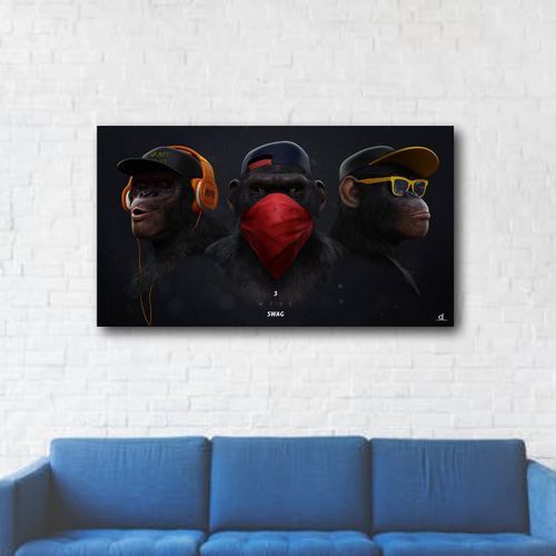 Framed 3 Wise Swag Frame Wall Art Canvas