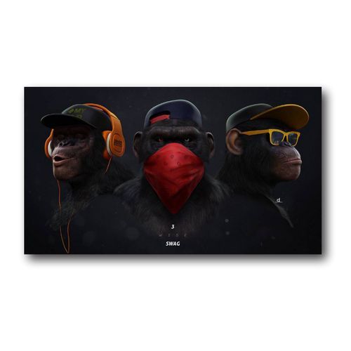 Framed 3 Wise Swag Frame Wall Art Canvas