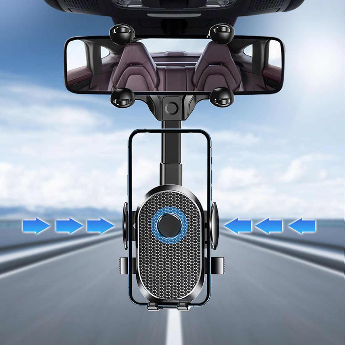 Car Rear View Mirror Mount Car Phone Holder Fit For Retractable