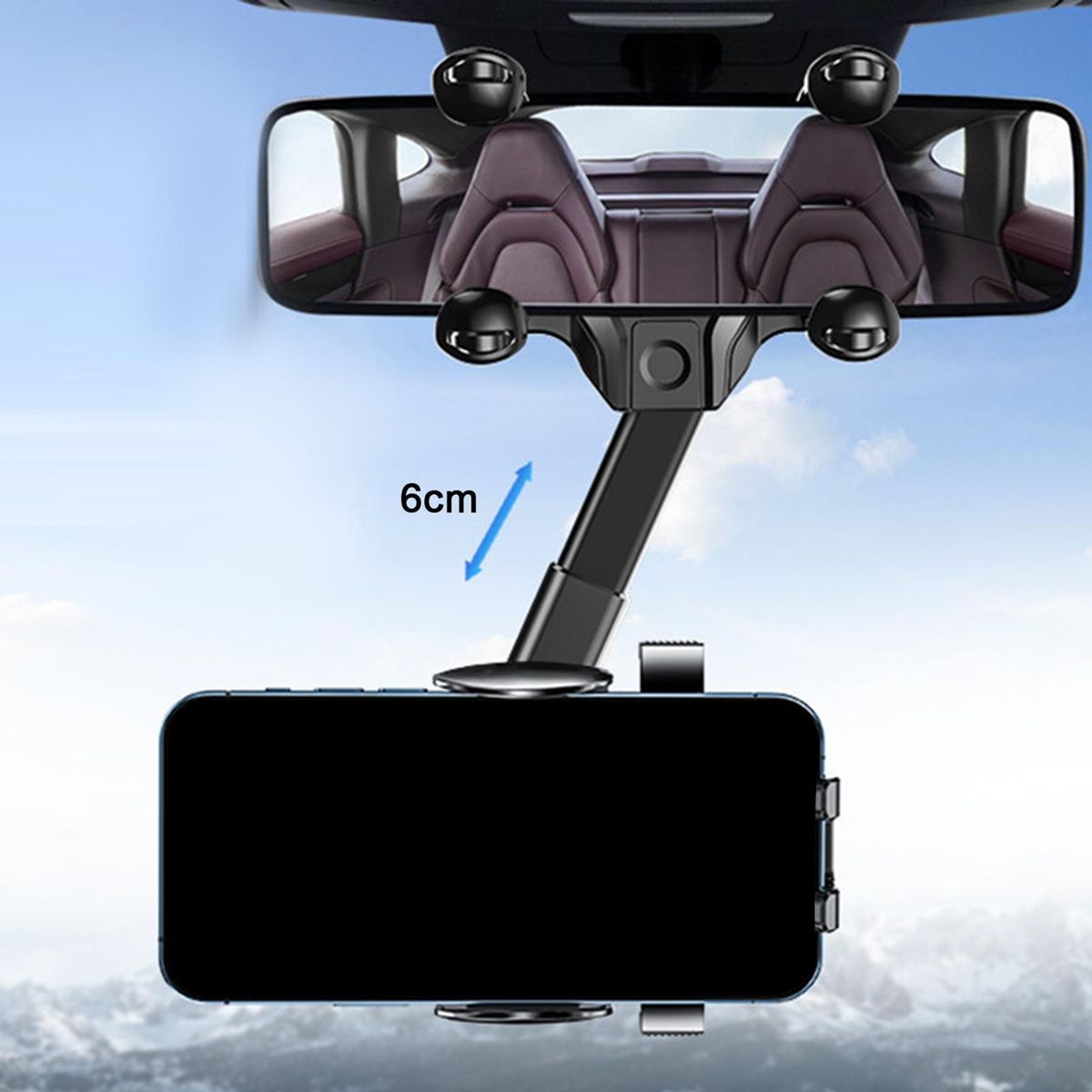 Car Rear View Mirror Mount Car Phone Holder Fit For Retractable
