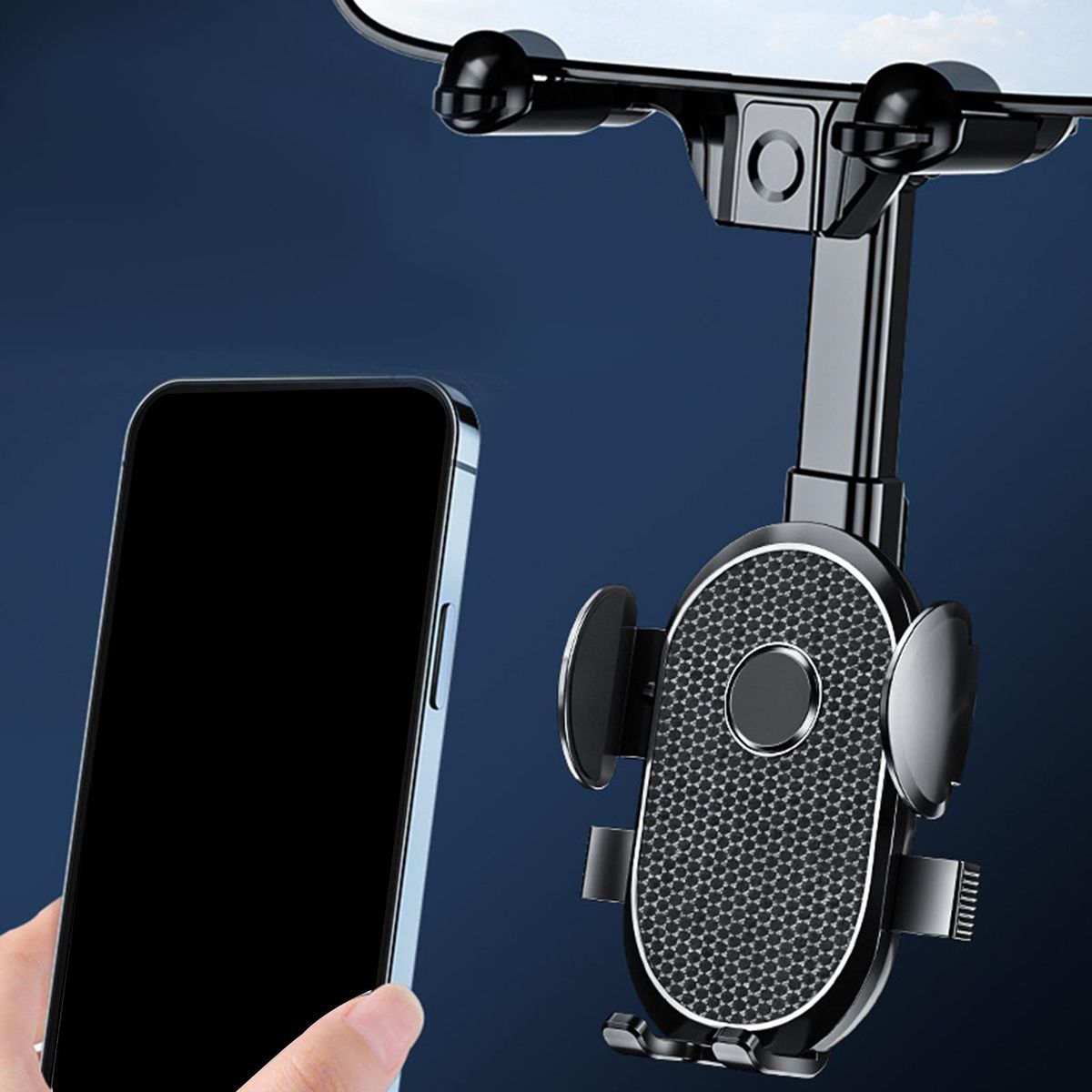 Car Rear View Mirror Mount Car Phone Holder Fit For Retractable