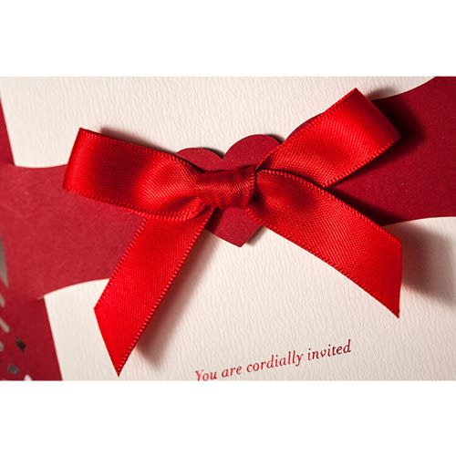 Pack of 100 Laser Cut Wedding Invitation Card - 0012-Red