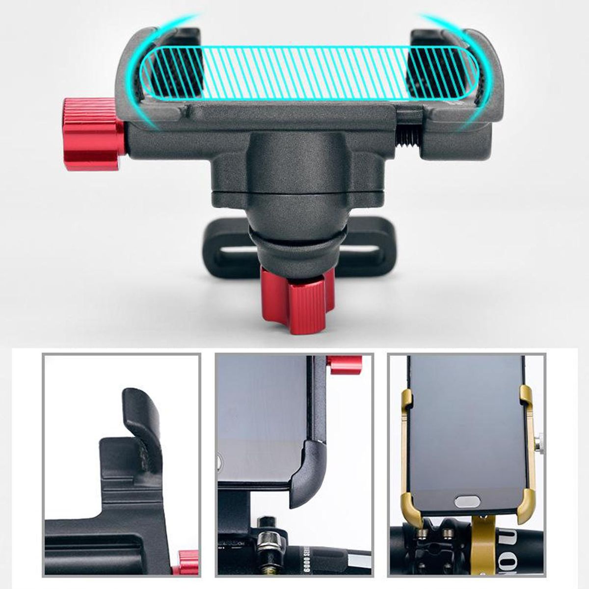 Aluminum Handlebar Phone Holder Mount, Golden 02