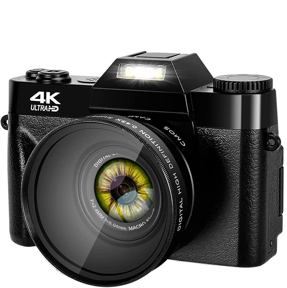 4K Digital Camera-4K Vlog Video Camera With Wide Angle Lens For YouTube Vloing 48MP WiFi Digital