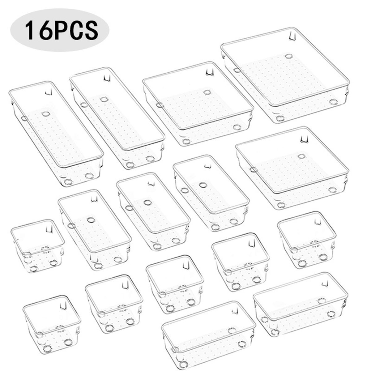 16PCS Drawer Organizer Box With Non-Slip Silicone Pads