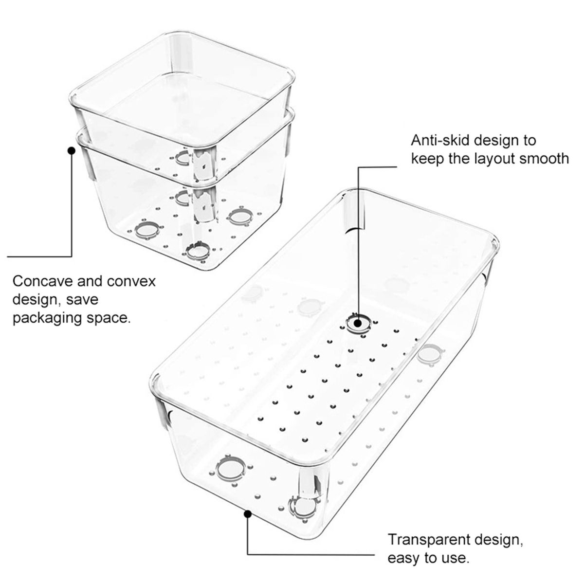 16PCS Drawer Organizer Box With Non-Slip Silicone Pads