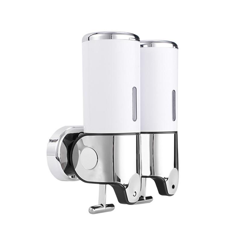White 2 Chamber Wall Mounted Shower Soap Dispenser: 1000ml (