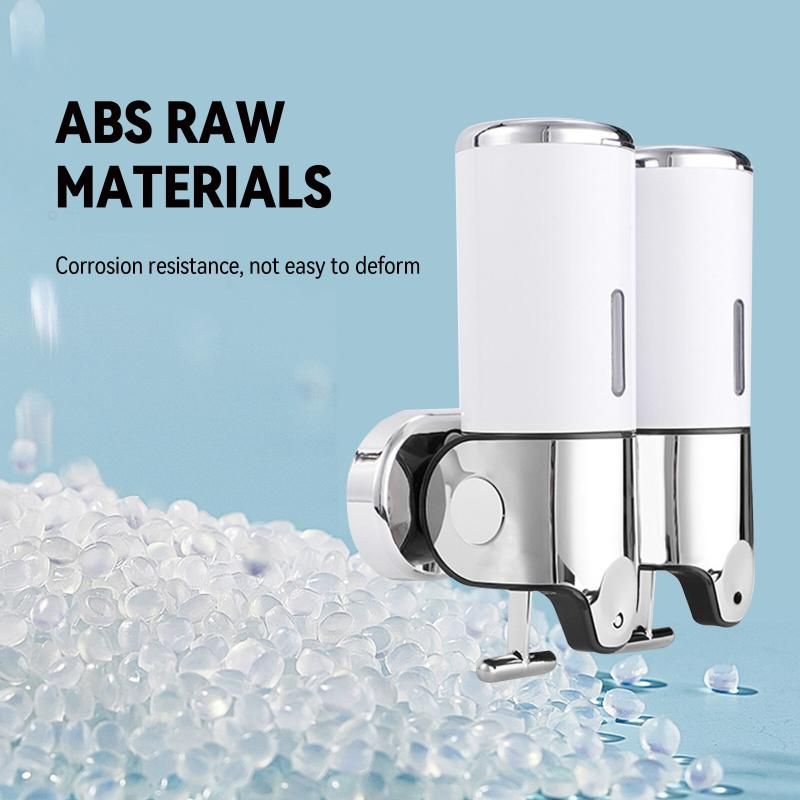 White 2 Chamber Wall Mounted Shower Soap Dispenser: 1000ml (