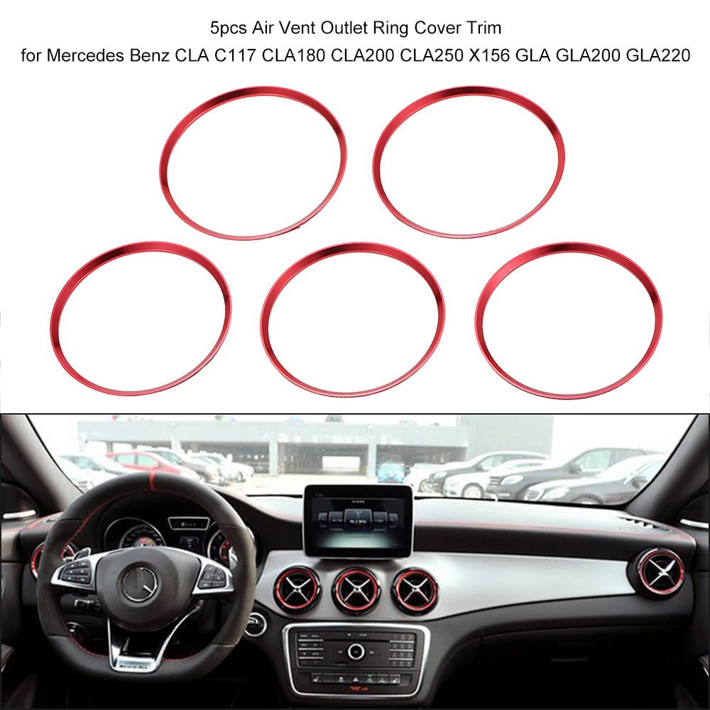 5pcs Air Vent Outlet Ring Cover Trim For Mercedes Benz CLA