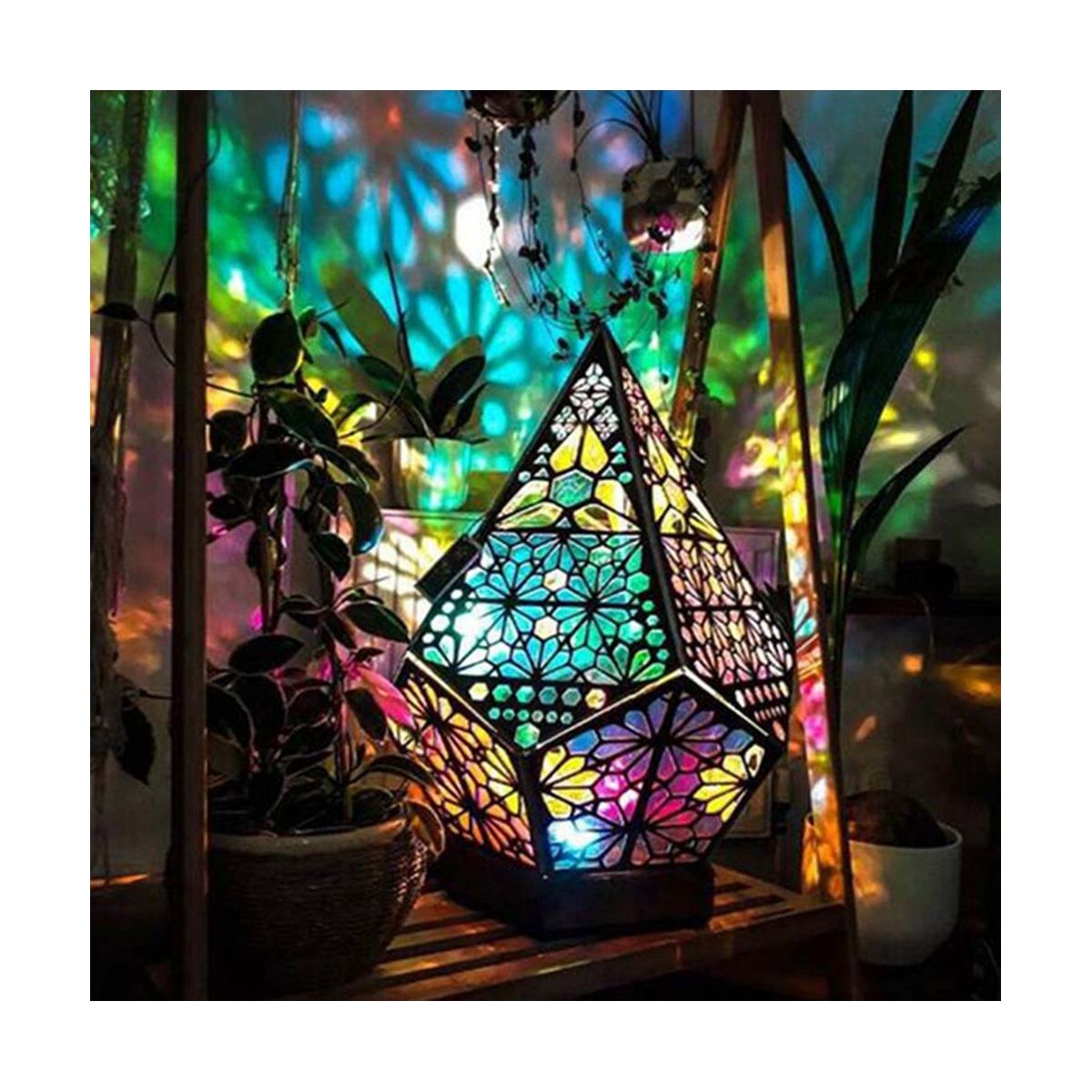 Floor Lamp Plastic Bohemian Diamond Starry Light Projection Lamp Home Bedroom for Fancy Background Lighting