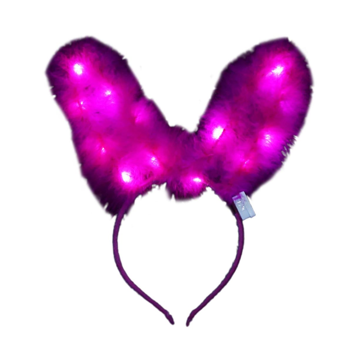 Glowing Headgear Feather Rabbit Ear Glowing Bunny Headband Rose Red