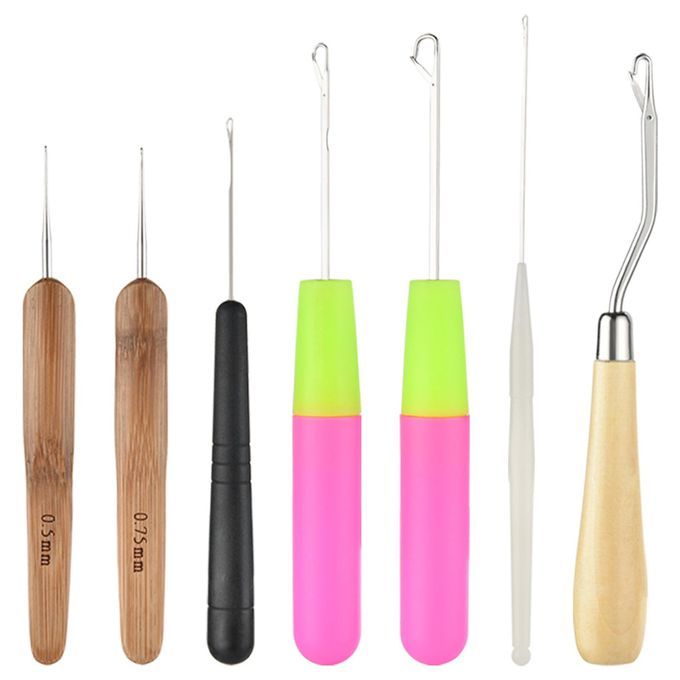 7Pcs Dreadlocks Crochet Hooks Bent Latch Hook For Braid Hair Carpet