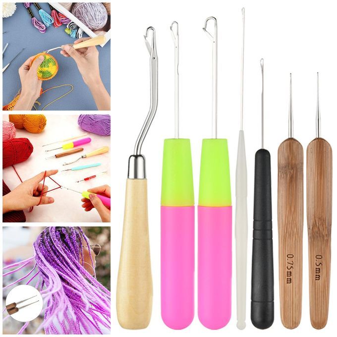 7Pcs Dreadlocks Crochet Hooks Bent Latch Hook For Braid Hair Carpet
