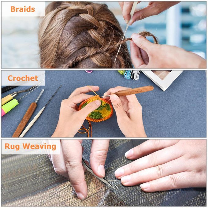 7Pcs Dreadlocks Crochet Hooks Bent Latch Hook For Braid Hair Carpet