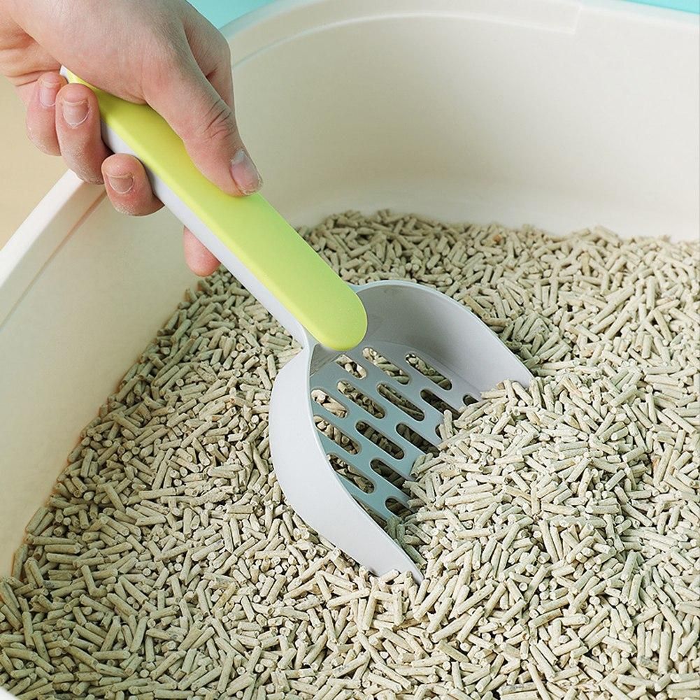 Cat Litter Shovel Plastic Cats Poop Scoop with Base Pet Cleanning Tool Cat Toilet Litter Box Cleaner Shovel Blue