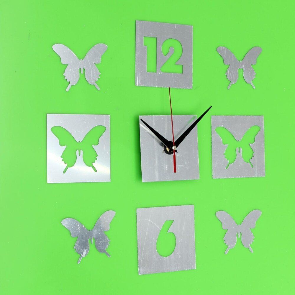 DIY 3D Modern Frameless Crystal Mirror Butterfly Wall Clock Home Room Decoration