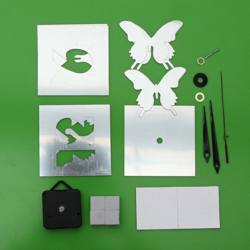 DIY 3D Modern Frameless Crystal Mirror Butterfly Wall Clock Home Room Decoration