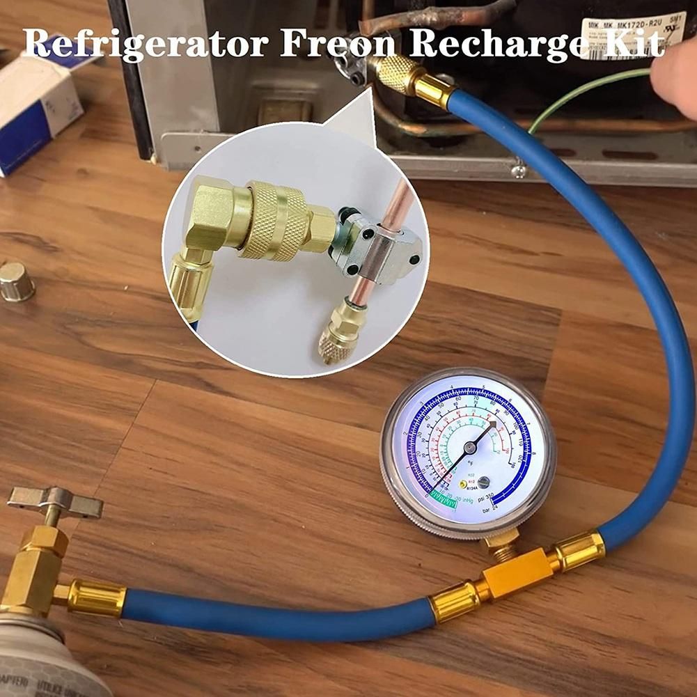 Refrigerator Freon Recharge Hose with Gauge Kit R134A R12 R2