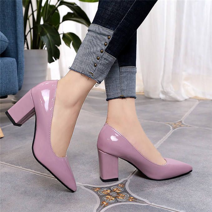 Brenda Pointed Block Heels Pump - Runs Small