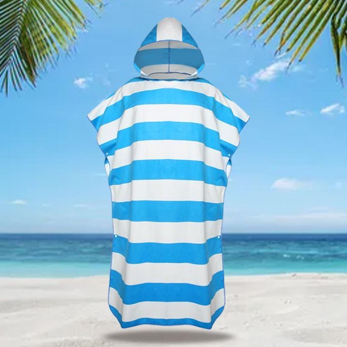 Quick Drying Surf Poncho Swim Robe Summer Beach Hooded Men Women Blue