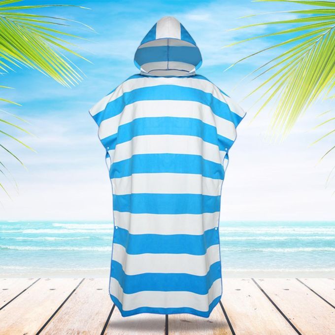 Quick Drying Surf Poncho Swim Robe Summer Beach Hooded Men Women Blue
