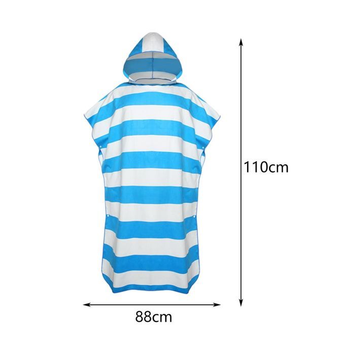 Quick Drying Surf Poncho Swim Robe Summer Beach Hooded Men Women Blue