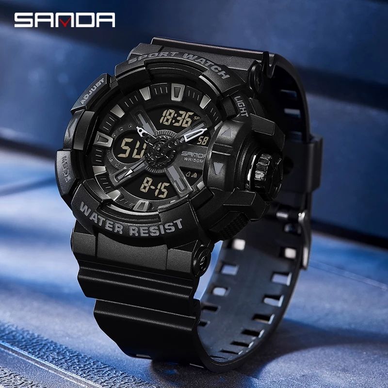 Brand Fashion Sports Dual Display Waterproof Quartz Men's Watch