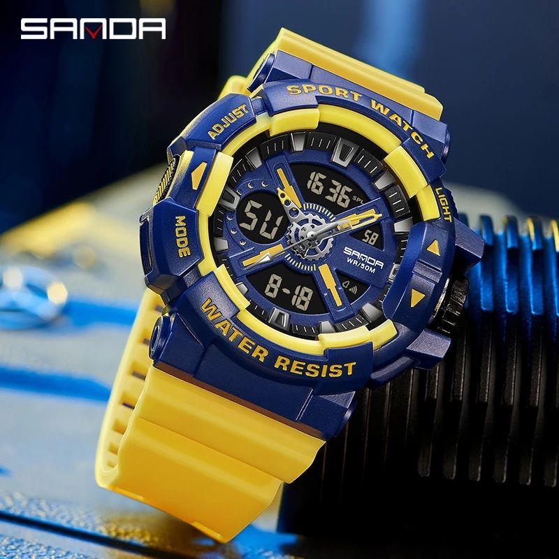 Brand Fashion Sports Dual Display Waterproof Quartz Men's Watch