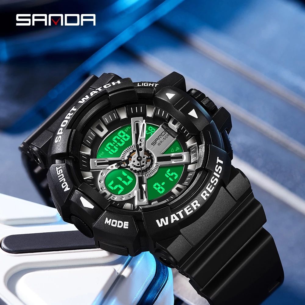 Brand Fashion Sports Dual Display Waterproof Quartz Men's Watch