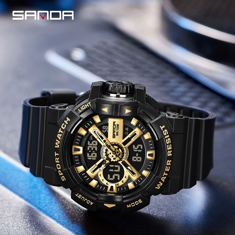 Brand Fashion Sports Dual Display Waterproof Quartz Men's Watch