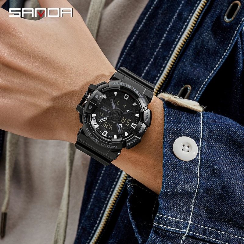 Brand Fashion Sports Dual Display Waterproof Quartz Men's Watch
