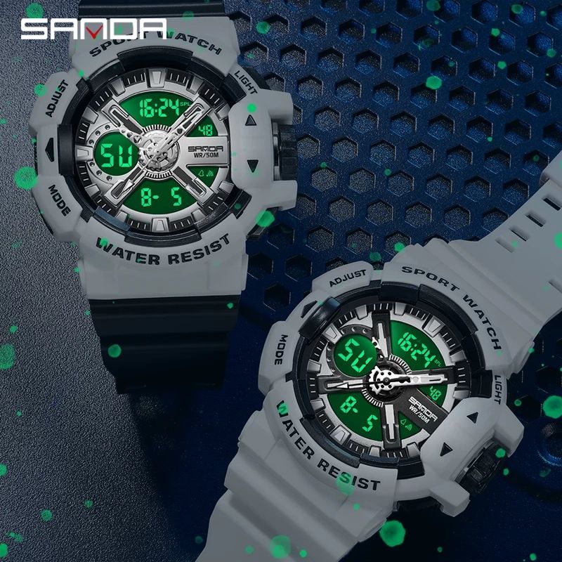 Brand Fashion Sports Dual Display Waterproof Quartz Men's Watch
