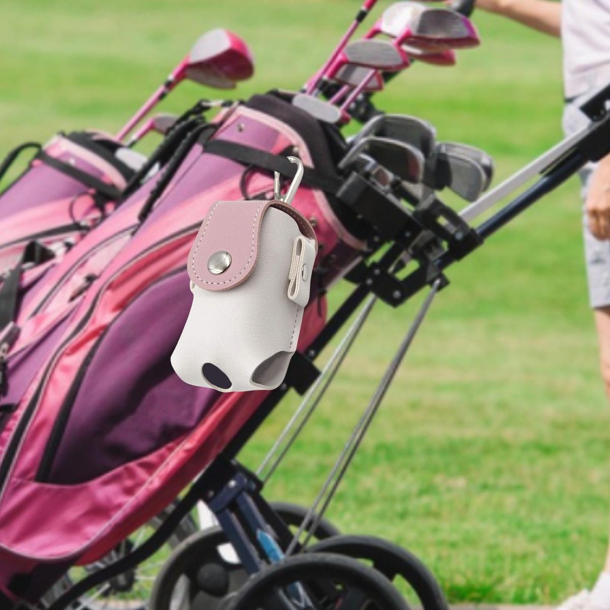 Golf Pouch Hang on Waist Golf Ball Storage Pouch Pink
