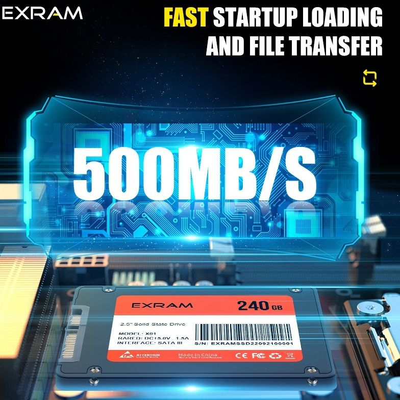 EXRAM SSD120GB 128GB 240GB 480GB 512GB SATA3 2.5" Hard Disc Internal HDD For Laptop Desktop Windows