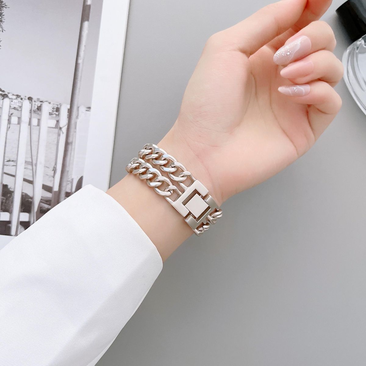 Starlight Steel Chain Band for Apple Watch Series Ultra 8 7 SE 6 5 4 3 49mm Metal Bracelet Strap IWatch 38 40 41mm 42 44 mm 45mm
