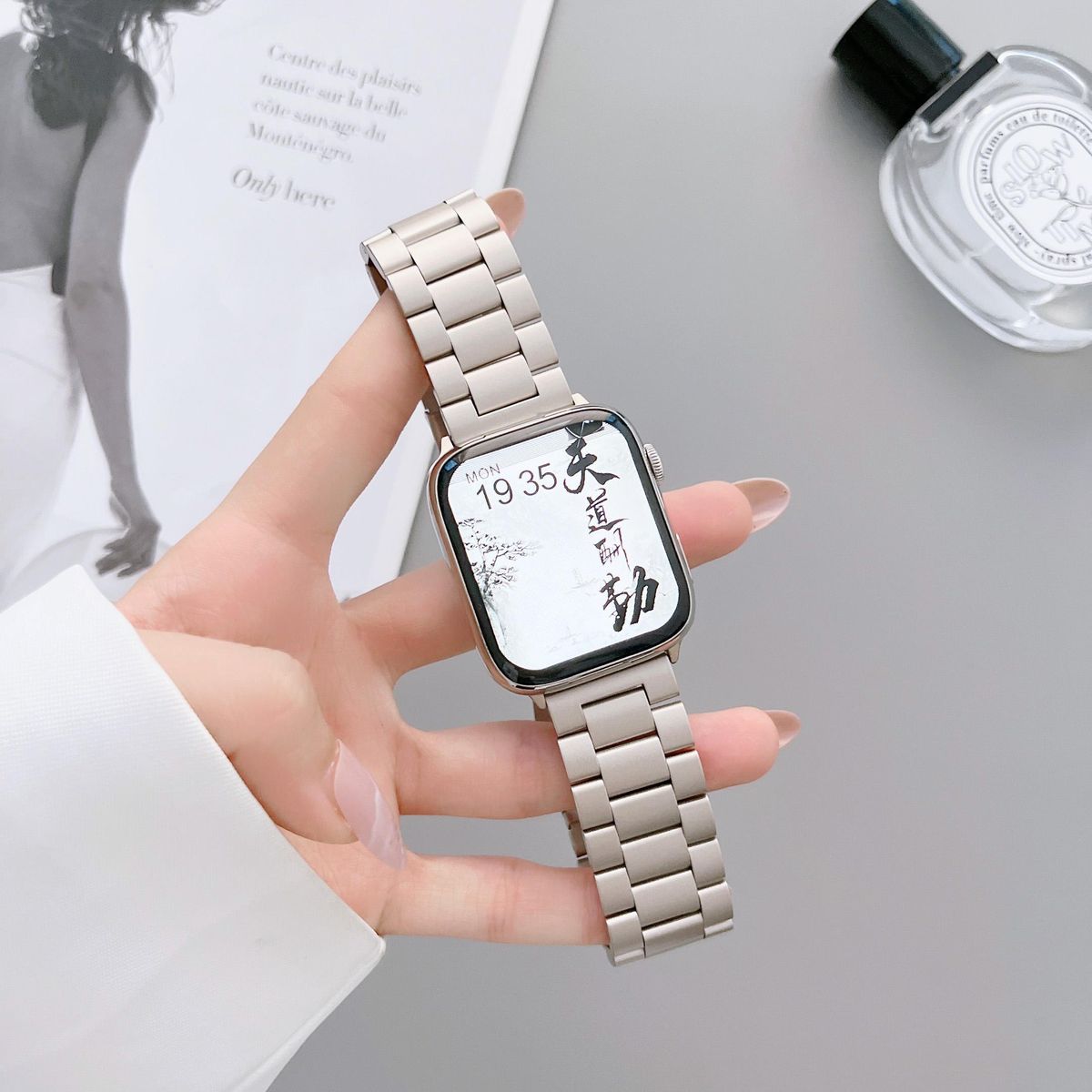 Starlight Steel Chain Band for Apple Watch Series Ultra 8 7 SE 6 5 4 3 49mm Metal Bracelet Strap IWatch 38 40 41mm 42 44 mm 45mm